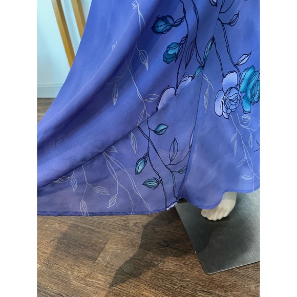 Steppin Out Floral Slip Maxi Dress Size 7/8 Periwinkle Sheer Strappy 90s - Picture 5 of 8